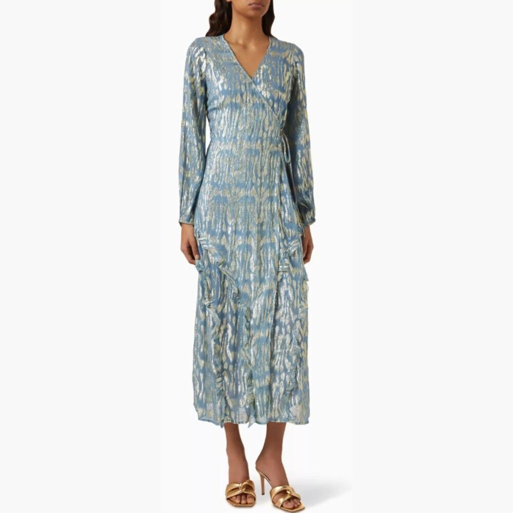 Never‎ Fully Dressed Blue Lottie Wrap Dress - SZ 6 - NWT